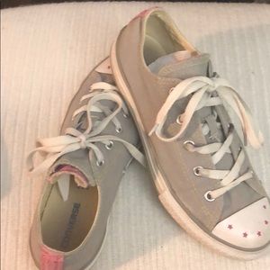 Grey with Pink Stars Junior Converse All Star